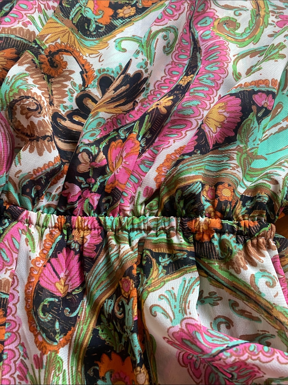 NWT Show Me Your MuMu Rowdy Ladies Green Pink Paisley Jumpsuit Romper Sz M - Picture 13 of 14